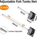 Aquarium Fish Net, 6 Inch Fine Mesh Fish Tank with Extendable 9-24 inch Long Handle