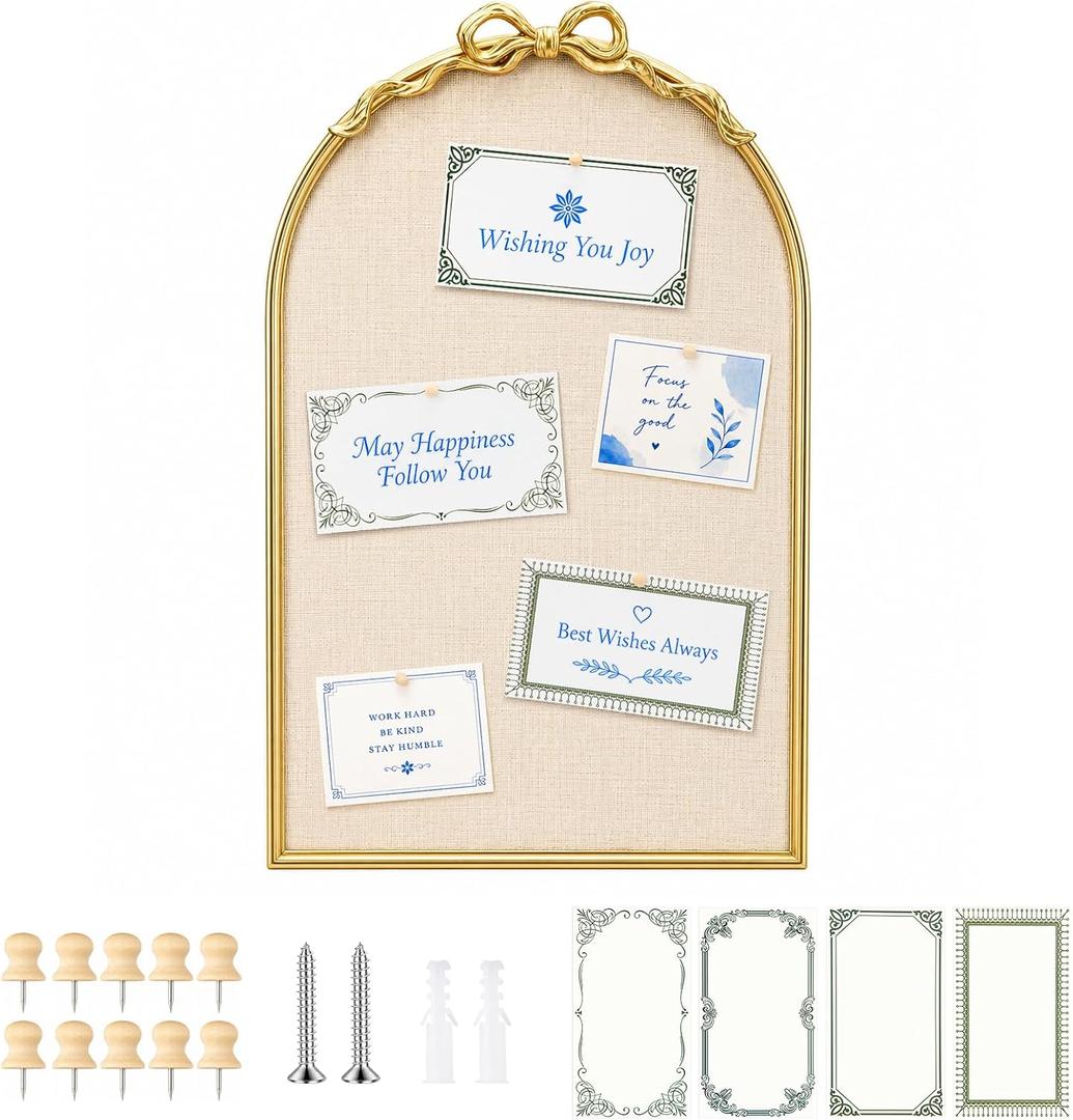OWLKELA Cork Board, 24.6 x 15.7 Inch, Gold Framed, 24" x 36"