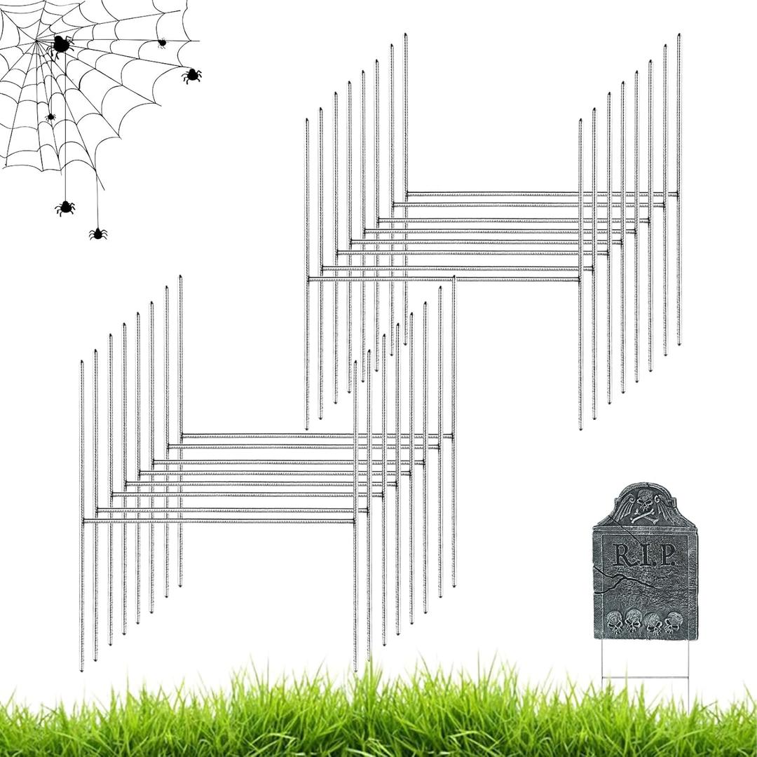 16Pcs Halloween Metal Stakes, Heavy Duty H-Shaped Tombstone Stakes, Foam Graveyard Sign Holders for Family Garden Yard Lawn Outdoor Decor