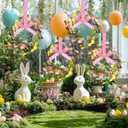 4 Pcs 9.5" Small Easter Wreaths for Cabinet Mini Spring Artificial Easter Egg Wreath with Forsythia Flowers and Ribbon Bow for Spring Kitchen Front Door Porch Window Wall Cabinet Decor