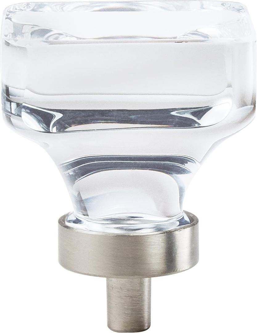 Amerock | Cabinet Knob | Clear/Satin Nickel | 1-3/8 inch (35 mm) Length | Glacio | 1 Pack | Drawer Knob | Cabinet Hardware