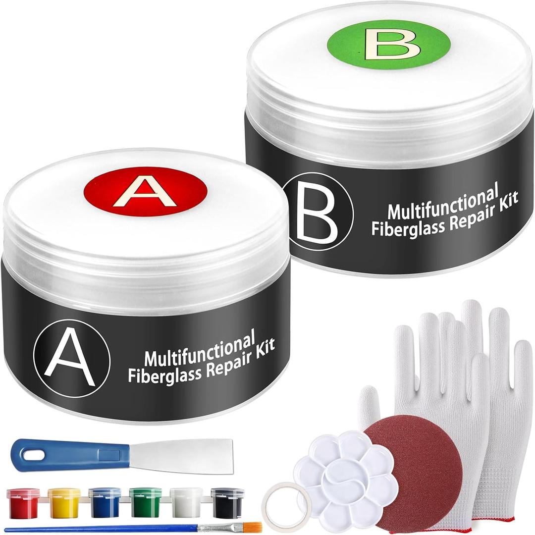Fiberglass-Boat-Repair-Kit, Gel-Coat-Repair-Kit, Marine -Fiberglass-Repair-Kit for Boats, Epoxy Filler for Boats, Fiberglass Repair Kit Fix Holes, Chips, Scratches, Deep Cracks-Color Match