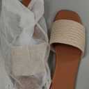 Tscoyuki Slides Sandals for Women Basic Slip On Flat Sandals Open Toe Comfort Beach Sandals Slippers for Casual Dressy Summer (7.5, Natural Raffia)