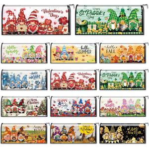 12 Pcs Seasonal Gnome Mailbox Covers Magnetic Standard Size 18 x 21 Inch Valentines Spring St Patricks Easter Magnetic Mailbox Covers for Garden Yard Outdoor Decor