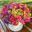 24 Bundles Artificial Flowers for Outdoors Decoration, UV Resistant Faux Silk Fake Flowers for Porch Patio Balcony Planter Yard (4 Mixed Colors)