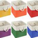 Geiserailie 6 Pcs 13 x 13 Inch Cube Storage Bins Fabric Storage Organizer Bins Foldable Cube Baskets with Sturdy Carry Handles Wicker Baskets for Home 