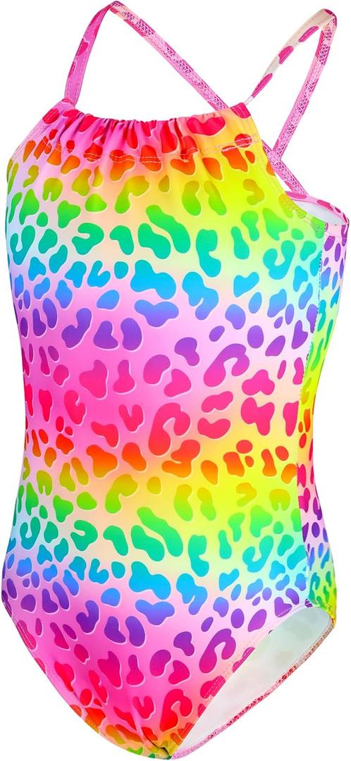 TENVDA Girls Swimsuit Summer Beach Sport Halter Bathing Suits One Piece Swimwear for 2-12 Years Old Kids