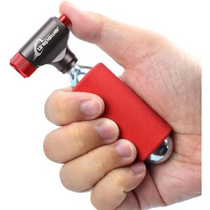 CO2 Bike Tire Inflator Quick Push-Button Release, Fits Presta & Schrader Valves, CO2 Bike Pump or 5X 16g Threaded CO2 Cartridges