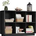 ChooChoo 6 Cube Storage Organizer, Wooden Bookcase with Storage, Cube Storage Bookshelf for Bedroom and Home Office, Black