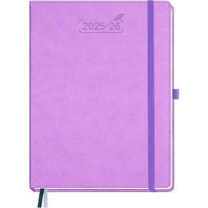 BEZEND Planner 2025-2026 Weekly and Monthly, 8.5" x 11" Academic Calendar (Jul 25-Dec 26) Vertical Daily Appointment with Hourly Timeslot & Monthly Tab, PU Leather Hardcover - Lavender