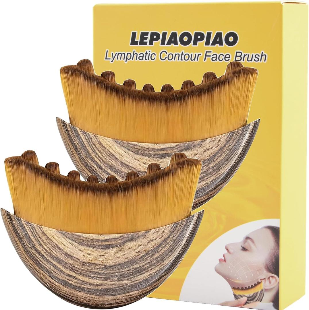 3 x 2 PCS Lymphatic Contour Face Brush,Lymphatic Drainage Brush,Dry Lymphatic Drainage Massager,Ergonomically Designed to Fit The Skin Precisely