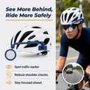 Bike Helmet Mirror, 360 Adjustable Bicycle Rear View Mirror with Extendable Arm, Dual 3M Adhesive & O-Ring Mount, Reflective Cycling Mirror for Road, Mountain & Commuter HelmetsBlue)