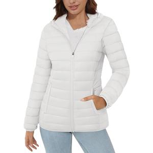 Women's Hooded Down Jacket Full Zip Windbreaker Waterproof Lightweight Warm Down Jacket with Pockets Women's Jacket (size 2 XL)