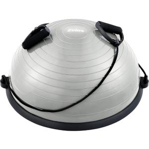 ZELUS Balance Ball Trainer with Resistance Bands and Foot Pump, Inflatable Yoga Ball for Home Gym Workouts, Exercise Half Ball for Balance Training Core Strength Fitness More, 330lb Cap, 23 Inch