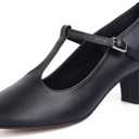 ARCLIBER Character Shoes for Women PU Leather T Strap 2.3" Dance Heels for Ballroom Salsa Tango, Size: 6.5
