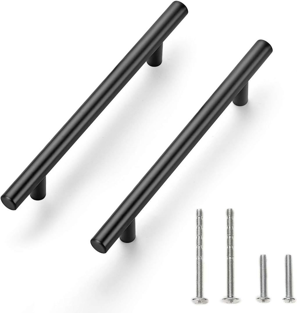 Ravinte 24 Pack 7.38" Cabinet Pulls Matte Black Stainless Steel Kitchen Cupboard Handles Cabinet Handles 7.38" Length, 5" Hole Center