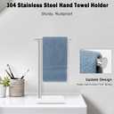 Standing Hand Towel Holder with Marble Base, 304 Stainless Steel Towel Rack, Countertop Stand Towel Ring for Bathroom (Brushed Nickel)