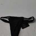 RELLECIGA Women's Triple Strappy Thong Bikini Bottoms (Black), Small