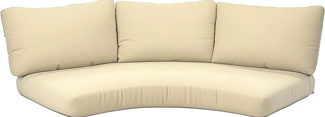 Outdoor Curved Sofa Cushion Cover with Zipper & Anti-Slip Particles, Half Moon Patio Furniture Cushions Covers Waterproof, Olefin Fabric-ONLY Cover (Beige, 77/40 * 28 * 5.3inch)