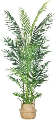 6FT Artificial Palm Tree,Faux Areca Palm Plant with Real Touch Leaves and Adjustable Branches,Fake Tropical Palm Tree for Home Office Indoor Outdoor Modern Decoration 2 Packs