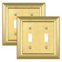 Metal Wall Plate for Electrical Outlets, Decorative Brass Gold Switch Plates Outlet Cover, Light Switch Cover Plate, 2-Gang Wall Plates (Double Toggle, 2 Pack)