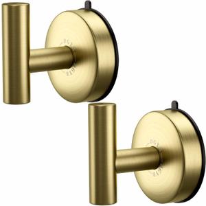 DGYB Large Cup Hooks for Bathrooms Set of 2 Gold Towel Hooks for Stainless Steel 15 Lb Removable Wall Hooks for Hanging Heavy Duty