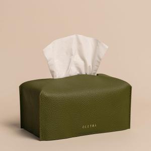 OLETHA Aesthetic Rectangle Tissue Box Cover, High Flat Box Tissues Holder Rectangular, Green (Fits High Flat Box (180-230 Sheets))