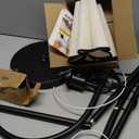 Floor Lamp with Pleated Linen Lampshade, Modern Flower Floor Lamp for Living Room Arc Standing Lamp, Gold Tall Lamp for Bedroom Office Dining Room, Bulb Included (Black + Black, 66.1IN)