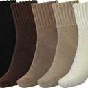 BomKinta Boot Socks for Women Winter Solid Thick Warm Socks Cozy Crew Socks Christmas Gift (Medium, Brown Dark Khaki Light Khaki Cream Black -5 Pairs)