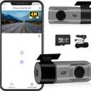 4K HD WiFi Car Dash Cam, Front-Facing Car Dash Cam with 32GB SD Card, Night Vision, Parking Monitoring, WDR, Loop Recording, G-Sensor, App