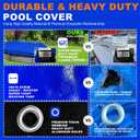 12x21 ft Oval Pool Cover for Above Ground Winter Pool,Rectangle Swimming Pools Covers,Heavy Duty Durable Tearproof Waterproof Anti-UV PE Material,Cold-Resistant Snowproof,Winch and Cable Set,Blue