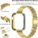 iiteeology Slim Metal Bands Compatible with Apple Watch Band Series 11-1/SE 3-1, Women Thin Stainless Steel Band with Bumper Case for iWatch Band 46mm 45mm 44mm 42mm 41mm 40mm 38mm