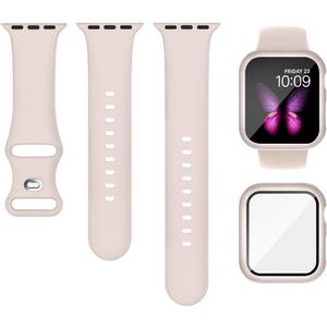 Sport Silicone Band and Case Compatible with Apple Watch Bands 38mm 40mm 41mm 42mm 44mm 45mm 46mm, Waterproof Apple Watch Strap & Screen Protector iWatch Series 11 10 9 8 SE 7 6 5 4 3 2 1 for Women Men