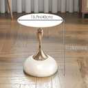 Metal Round End Table,Modern Pedestal Table,Corner Drink Tables,Accent Side Table Nightstand for Living Room,Patio and bar (White-Gold)