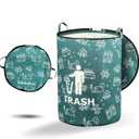 1 Pcs 30 Gallon Collapsible Trash Can Portable Waterproof Reusable with Zippered Lid for RV's, Camping, Recycling, Yard Waste, Leaf Bag, Children Toy Bin, Hiking, TravelWeeds Basket