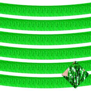 10 Pack 10 Feet Foil Fringe Garland Metallic Tinsel Streamers Banner Wall Hanging Curtain Backdrop for Parade Floats, Bachelorette, Wedding, Birthday, St Patrick Day, Party Decorations (Green)