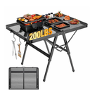 Raynesys Foldable Camping Table with Mesh Desktop,Height Adjustable 200lbs 3Ft Portable Grill Table for Ourdoor Camping Picnic BBQ Beach, Black