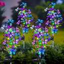 Solar Garden Lights Outdoor, Waterproof 4 Pack Solar Butterfly Lights with 60 LED 12 Butterfly Colorful Lighting for Garden Yard Lawn Outdoor Decor, Gift for Mom Women Mother's Day