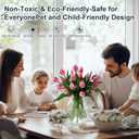 20PCS Fake Tulips Artificial Tulip Silk Flowers Fake PU Bouquet Artificial Flowers Faux Flowers with Gift Box Soft Faux Tulips Bouquets Arrangements for Party Wedding Home (Pink)