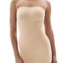 SHAPERX Strapless Shapewear Dress for Women Tummy Control Seamless Full Body Shaper Slip with Removable Straps,SZ5383-Beige-S/M