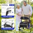 Aojin Rollator Walker for Seniors with Seat, Lightweight & Foldable, 8" All-Terrain Wheels, 18" Big Seat, 6-Level Adjustable Height Rolling Walker, 350 lb Capacity, Blue
