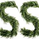 2 Pcs 6 Ft Christmas Artificial Norfolk Pine Garlands, Real Touch Winter Pine Garland, Green Artificial Greenery Garland for Mantle, Table, Wall, Fireplace, Indoor &Outdoor Holiday Decorations