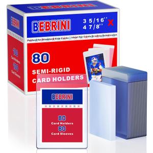 80ct Semi Rigid Card Holders & 80ct Card Sleeves for PSA, SGC, BGS, CSG Graded Card Submissions, Card Saver for Trading Cards, Baseball Card Protectors