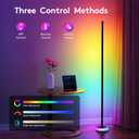 59" Smart LED Corner Floor Lamp, RGBICW Color Changing Ambient Lighting, App Control Music Sync Mood Light, Modern Dimmable Room Decor for Bedroom, Living Room, Gaming Setup, Black