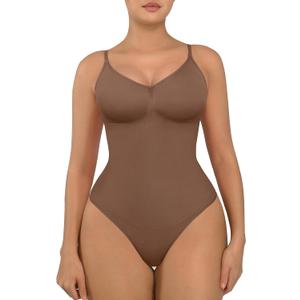 FeelinGirl Shapewear Bodysuit Tummy Control for Women Seamless Sculpting Snatched Waist Body Shaper Body Suit (3X-Large-4X-Large, Cocoa)