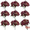 Yunsailing 8 Packs Artificial Peony Flowers Faux Silk Hydrangea Bouquet Vintage Wedding Home Table for Door Decor Reusable Bouquet of Rose Flowers for Valentine Wedding Birthday Party(Burgundy)