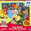 Cocomelon, 25-Piece Jigsaw Foam Squishy Puzzle ABC Best Friends JJ & Animals Musical Show, for Kids Ages 4 and up (25pcs Foam Puzzle)