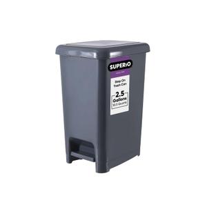 Superio Slim Trash Can with Foot Pedal 2.5 Gallon Step-On Trash Can, Garbage Can, Small Trash Can for Bathroom, Kitchen, Office, Patio, or Backyard Onyx Grey