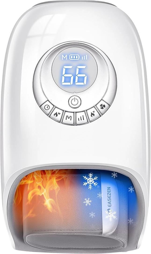 Hand Massager with Heat and Compression for Arthritis and Carpal Tunnel Relief, Heated Wrist Massage for Circulation, Relax for Office Home, Gifts for Dad Mom Women Men (White)