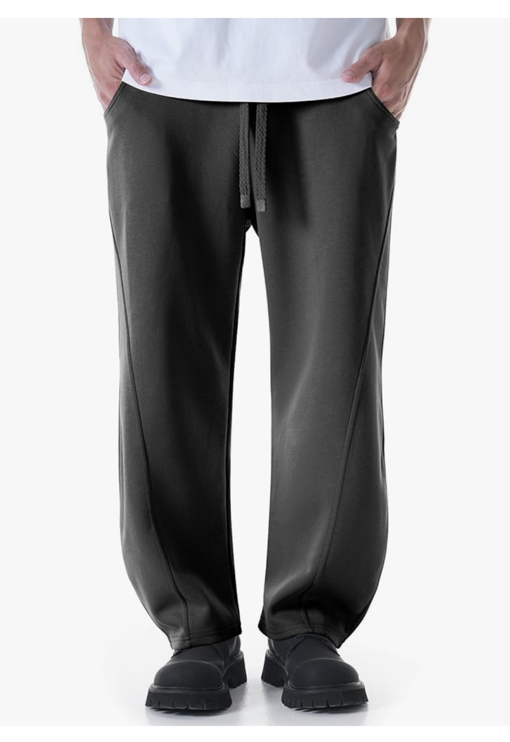 CANGHPGIN Mens Baggy Sweatpants Wide Leg Cotton Sweat Pants for Men Lounge Pant with Pockets, M